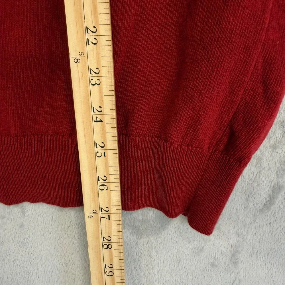 Barbour V-Neck Sweater Wool Mens Size XL Red Long Sleeve Embroidered Logo